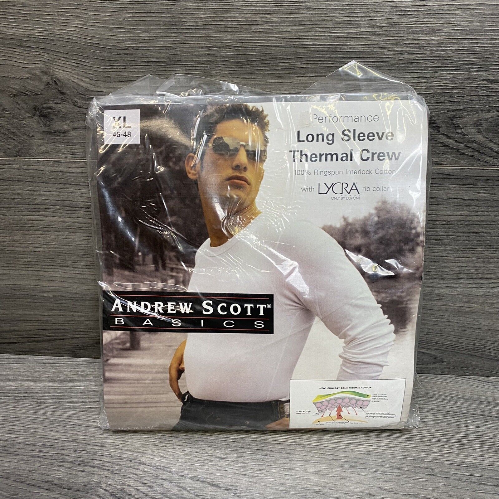 Andrew Scott Basics Mens Long Sleeve Thermal Crew Gray XL 46/48 Sealed