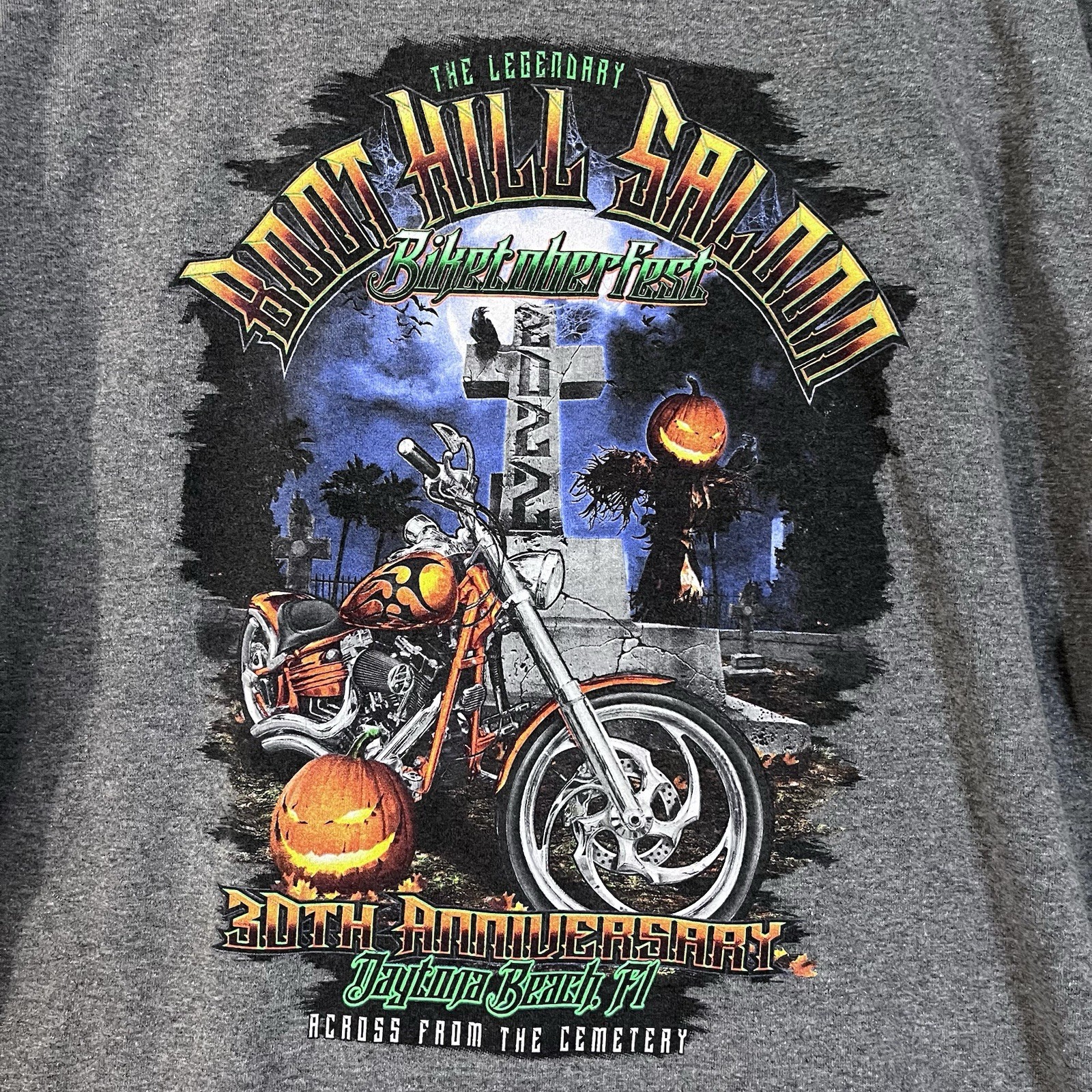 Gilden XL Biketoberfest 2022 Spooky Graveyard T-shirt Boot Hill Saloon Biker gallery