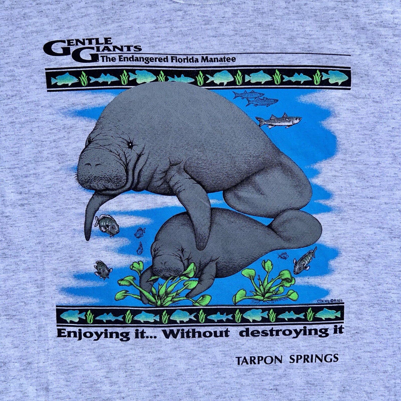 VTG 90s Endangered Florida Manatee Single Stitch Gentle Giant USA L Rare Ocean gallery
