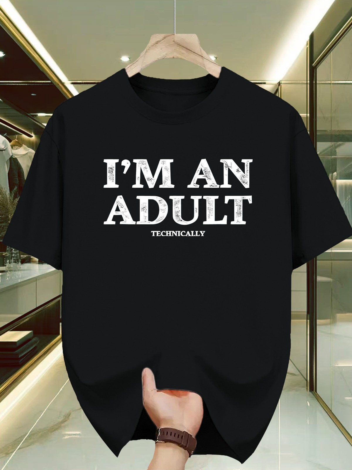 Men's Funny I'm An Adult Technically Graphic T-Shirt - Slight Stretch Knit Crew gallery