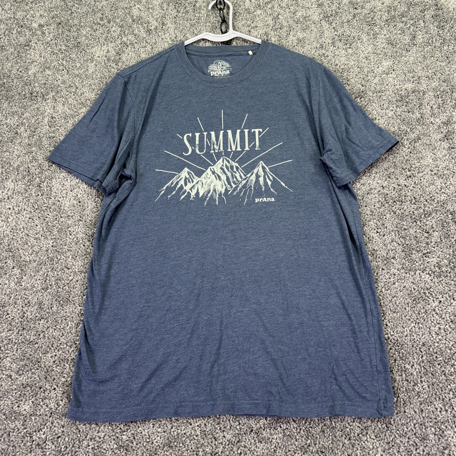PrAna Shirt Mens Large Blue Summit Mountain Graphic Tee Hiking Outdoor Casual gallery