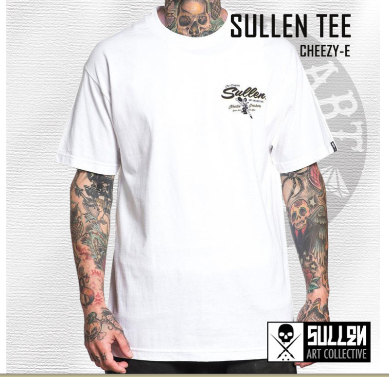 Sullen Men's T-shirt CHEEZY-E Tattoos Urban Skull Premium Quality White gallery