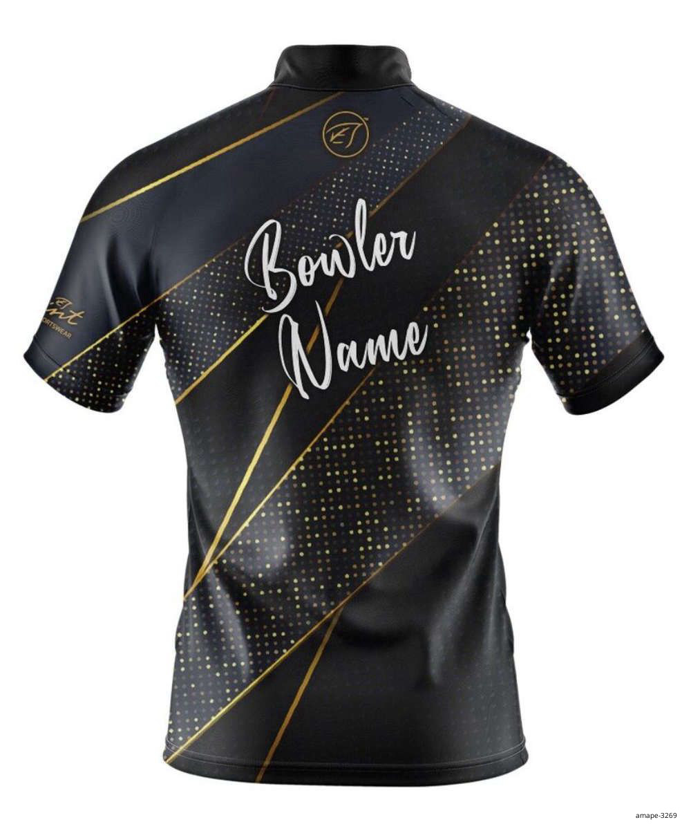 SALE Bowling London V2 Black Gold Best Gift Zip Bowling Jersey Size S-5XL gallery