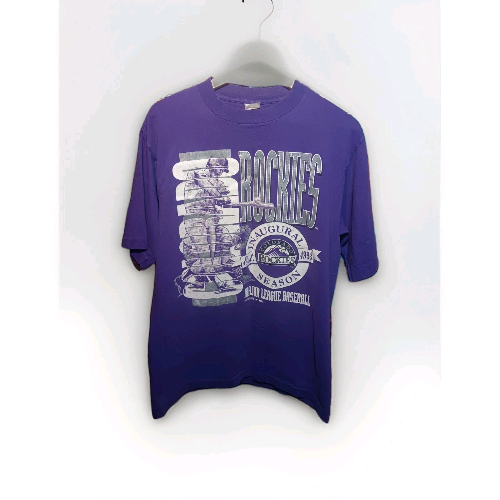Vintage 90s Inaugural Season Colorado Rockies MLB Shirt Size Large Made In USA gallery