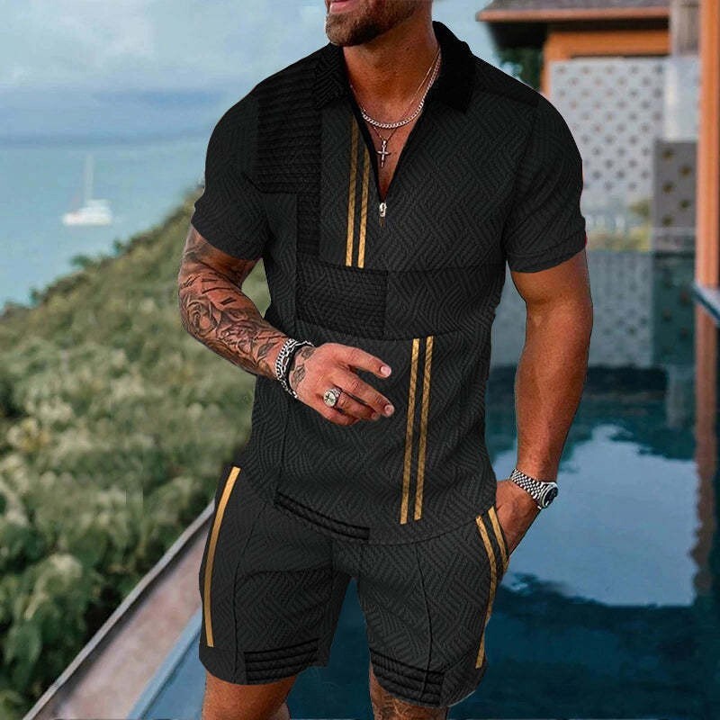 Mens 2-Piece Set Sweatsuit Short Sleeve T Shirts & Shorts Set Summer-Outfit USA gallery