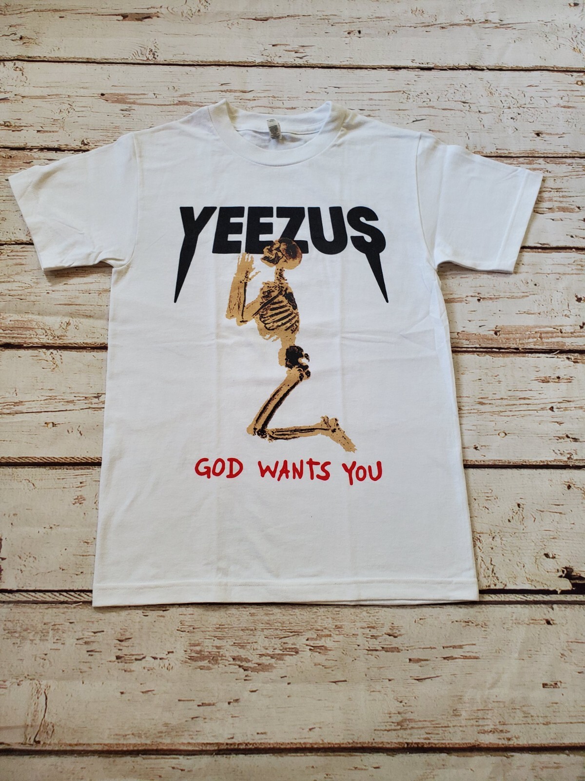 NEW-YEEZUS - SKELETON - GOD WANTS YOU - WHITE T-SHIRT gallery
