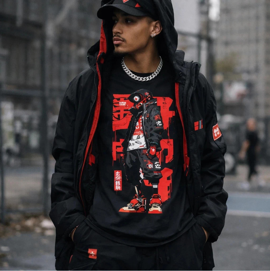 Unisex Cyberpunk Y2K Harajuku Tshirt Streetwear Japanese Anime Style Urban Tee gallery