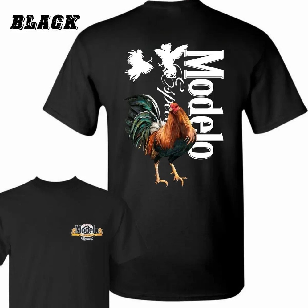 2 sides Modelo Rooster T-Shirt – Bold Rooster Graphic With Dynamic Fighting Cock