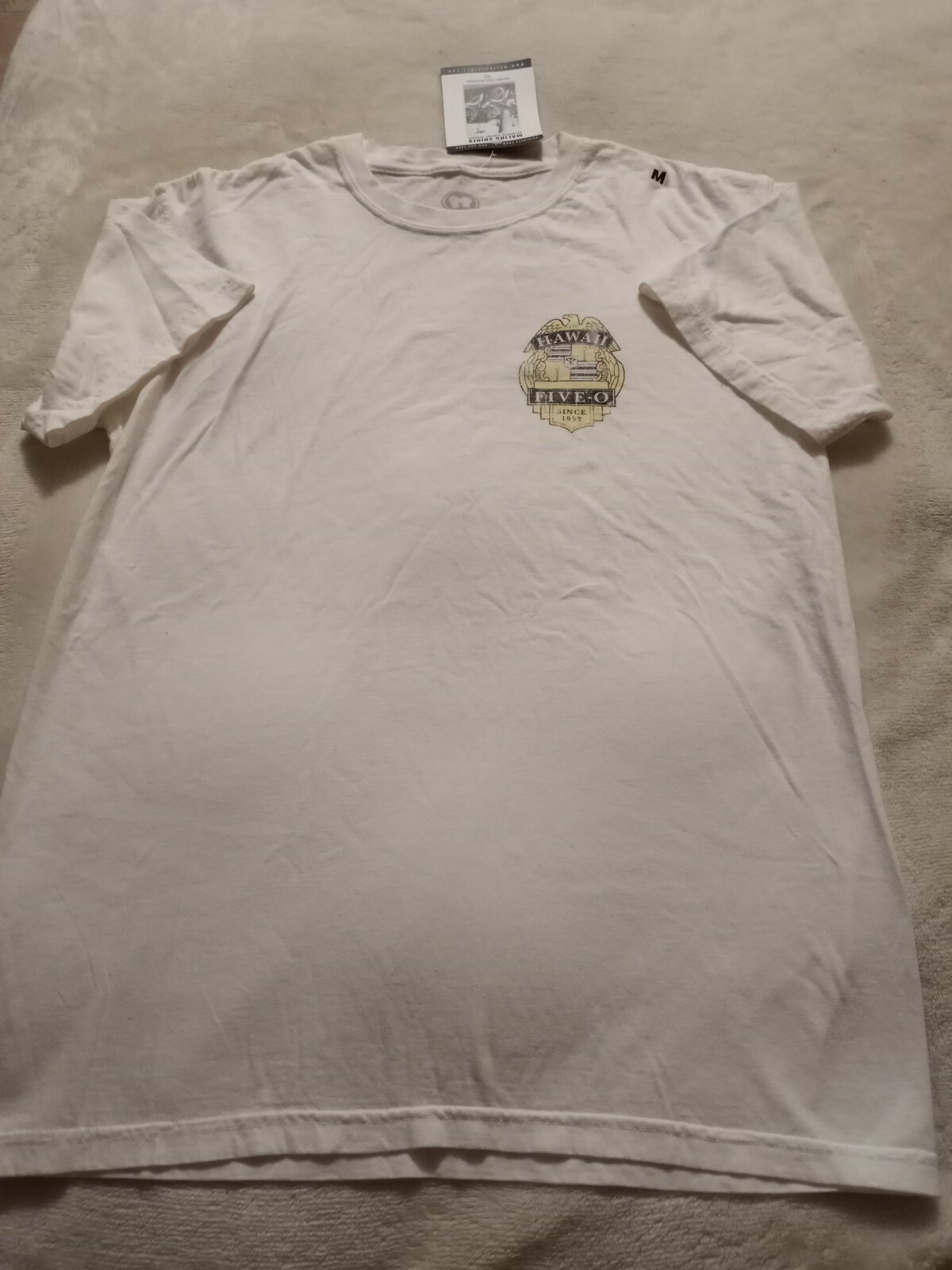 NOS Vintage NWT Hawaii Five O Mens Adult White T Shirt Tee Size M Medium a8