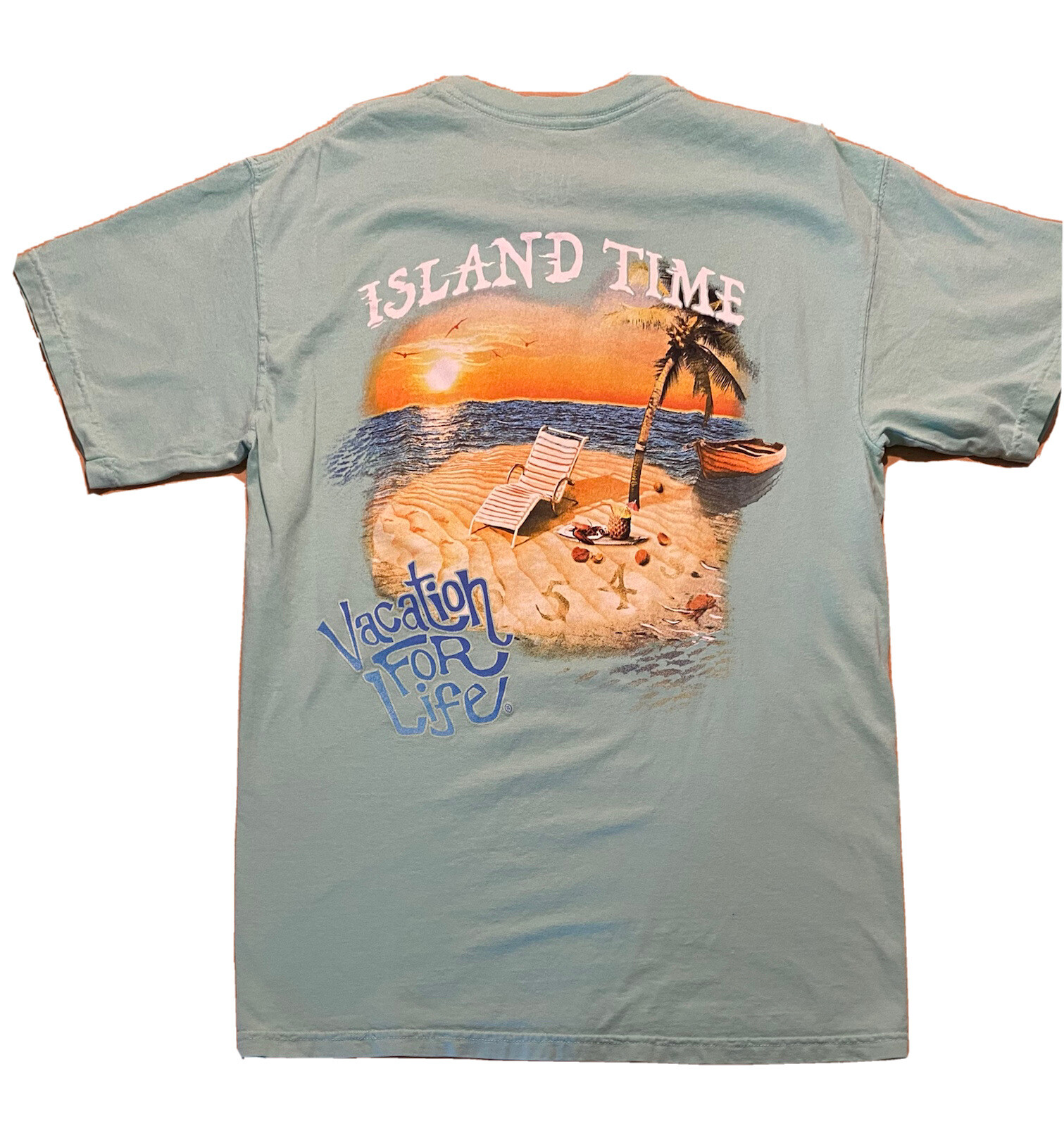 Vacation for Life Men’s Medium Blue Island Time Relax Beach Surf Take It Easy