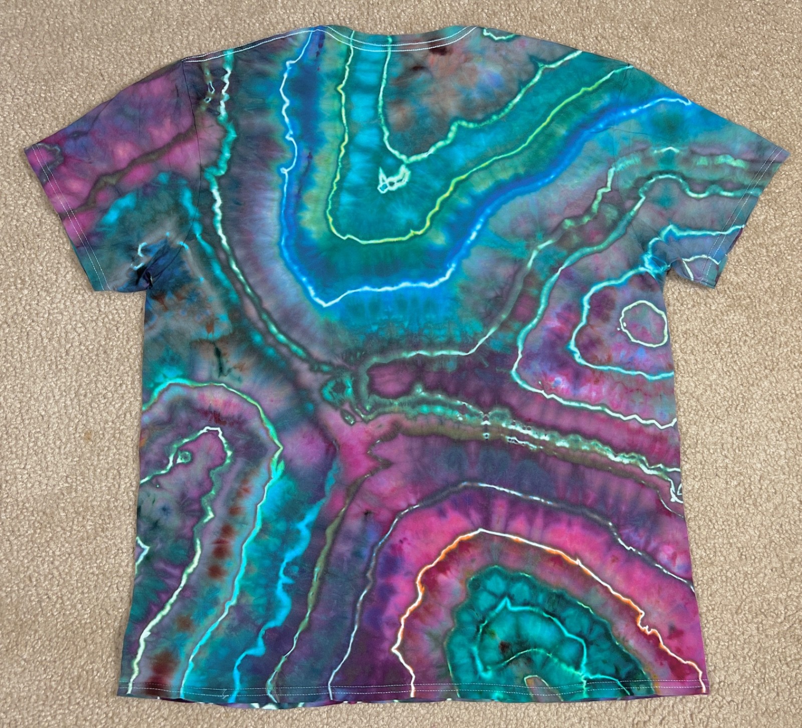 Handmade Ice Tie Dye T-Shirt XL Mens Womens Soft Cotton Blue Red Geode gallery