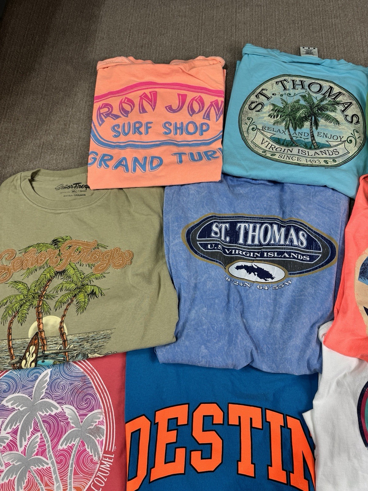 Lot Of 9 T-Shirts Vacation Destination Caribbean Colorful Soft Comfy Sizes Vary gallery