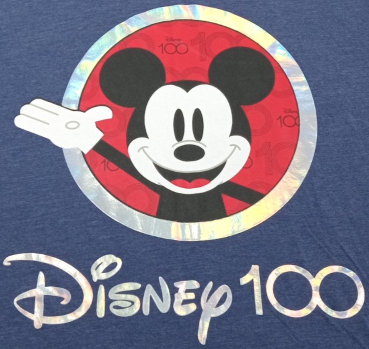Disney Mickey Mouse Men's Large T-Shirt 100 Years Of Wonder Logo Heather Blue gallery