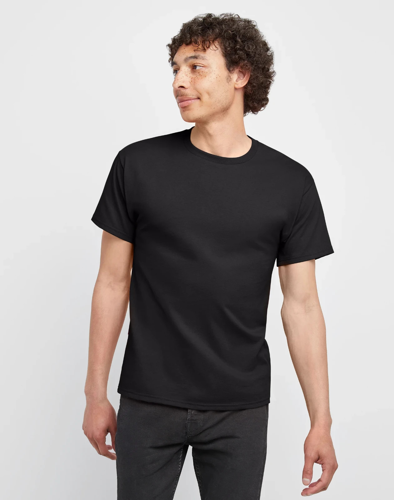 Hanes Men Crew neck T-Shirt 4-Pack ComfortSoft 100% Cotton Heavyweight Tee Plain gallery