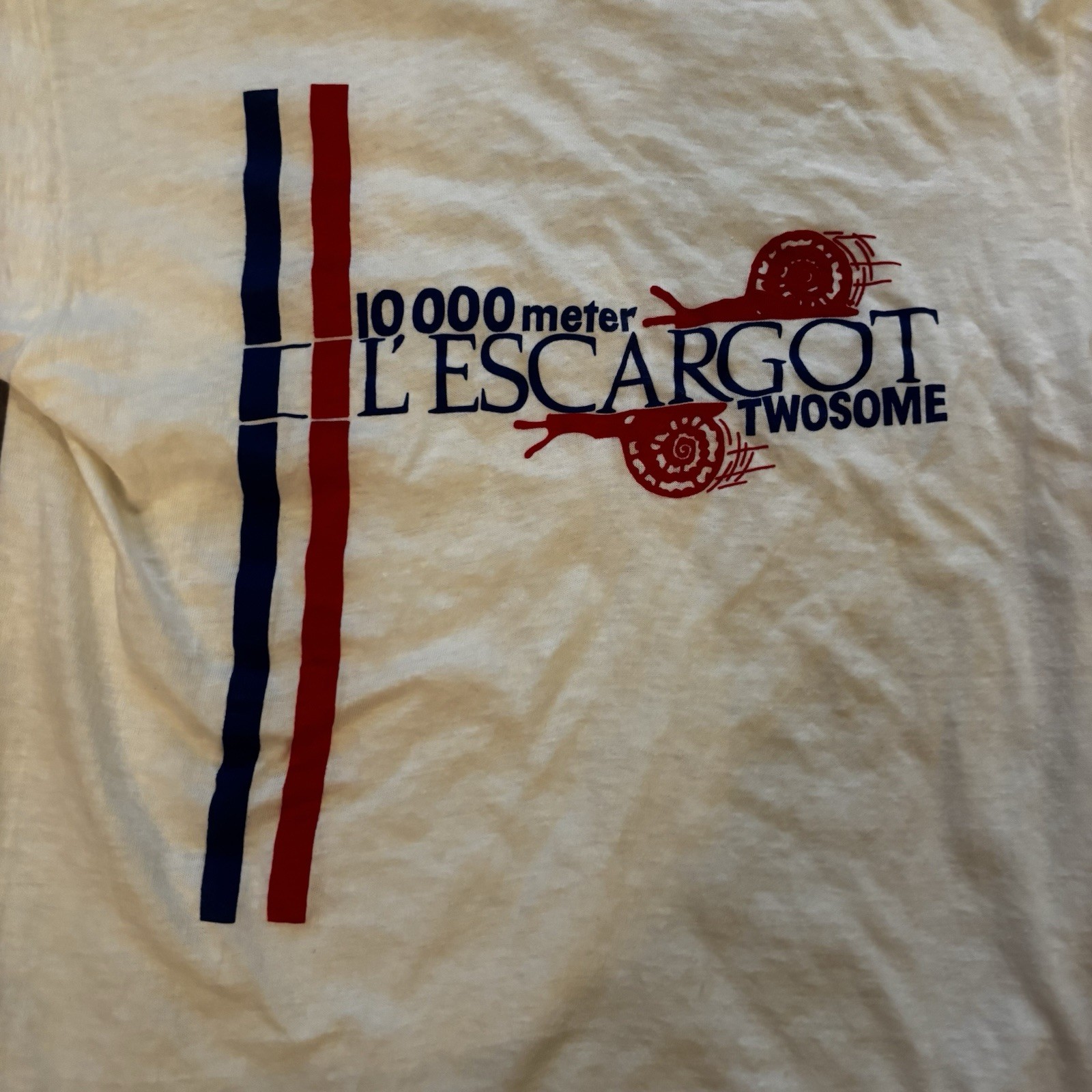 Vintage 70s Chicago France Snail Running Racing T-Shirt Paper Thin Med gallery