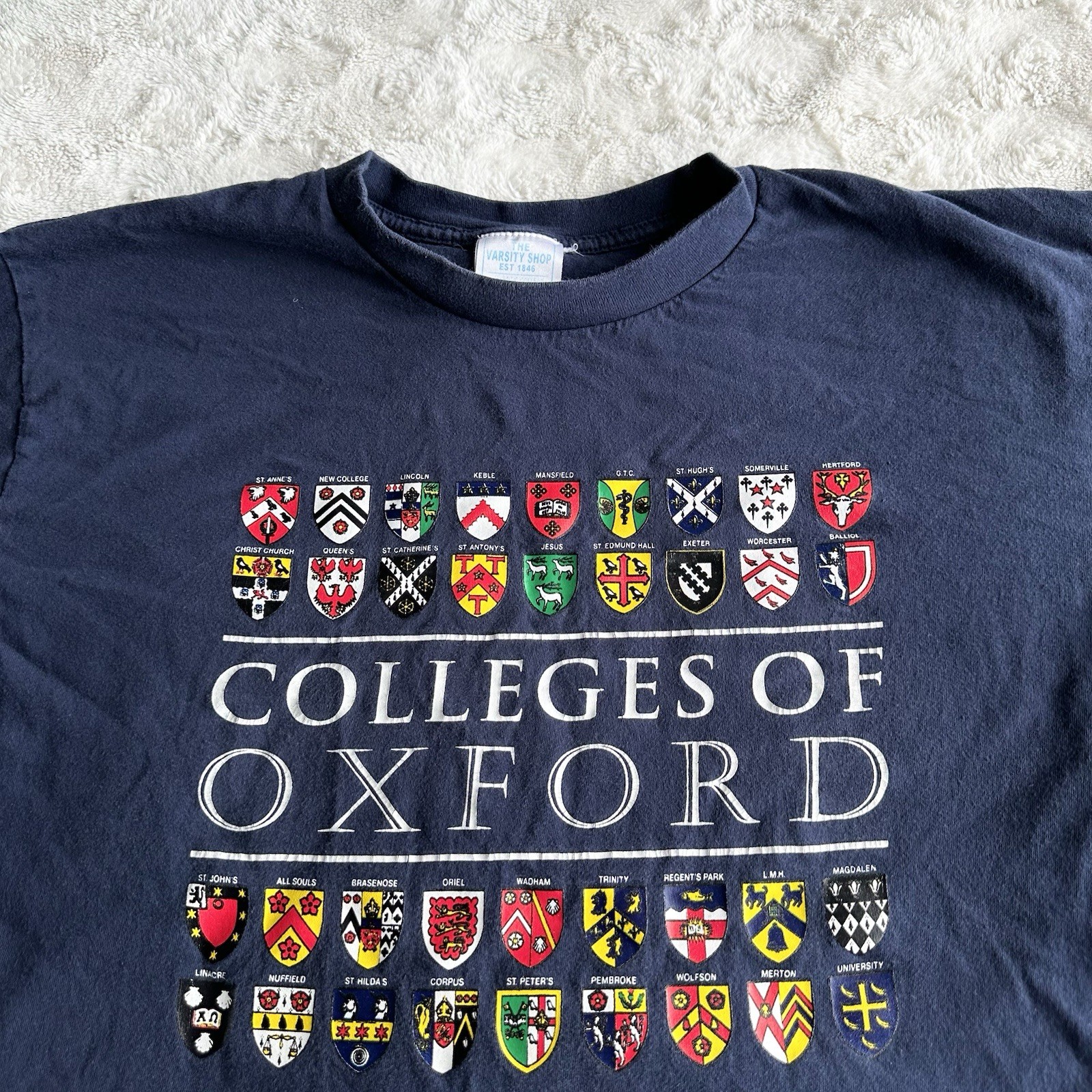 Vintage Oxford University Shirt Tee Mens Large College Crests England 90s Vtg SS gallery
