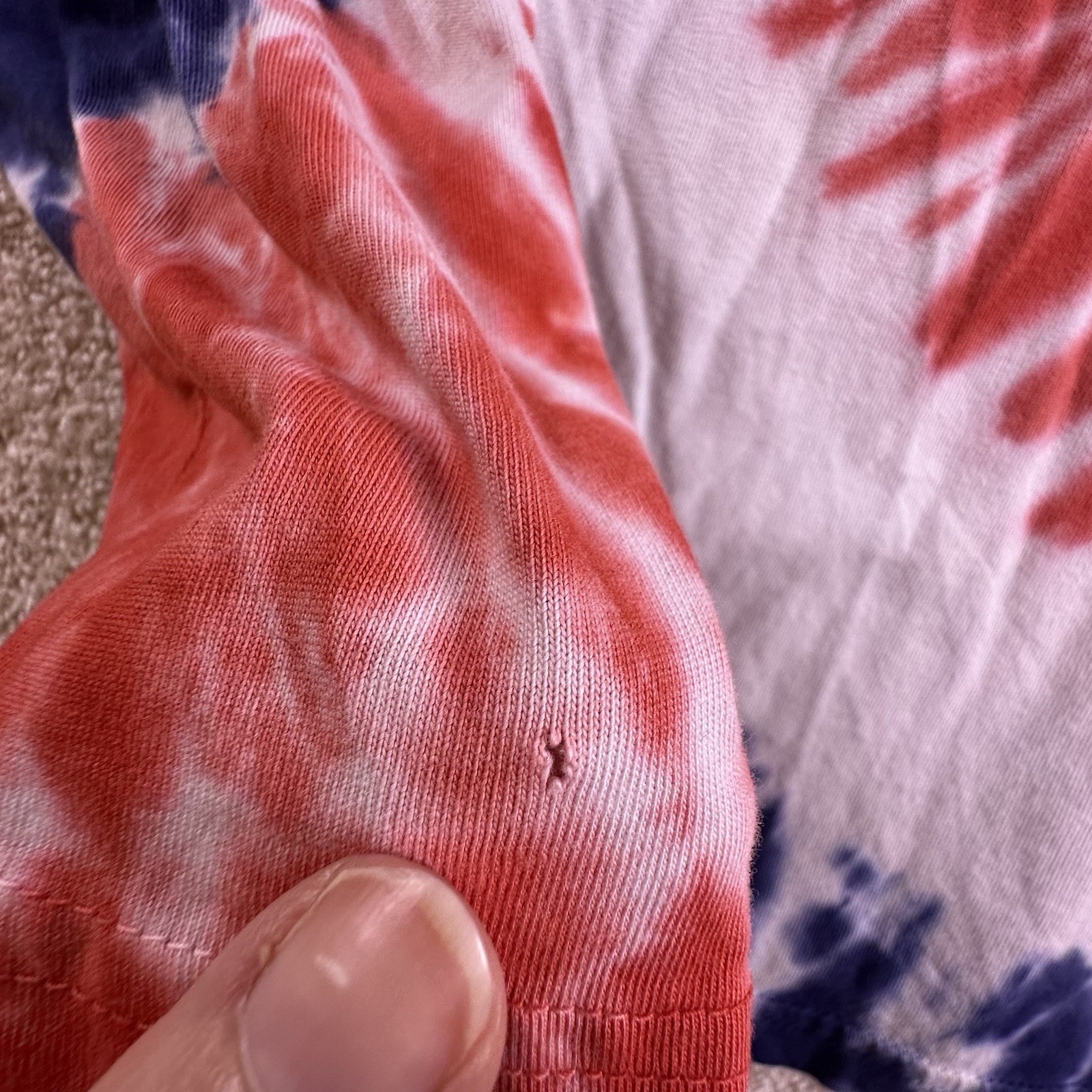 Polo Ralph Lauren Hooded T Shirt Mens L Red White Blue Tie Dye Long Sleeve Tee gallery