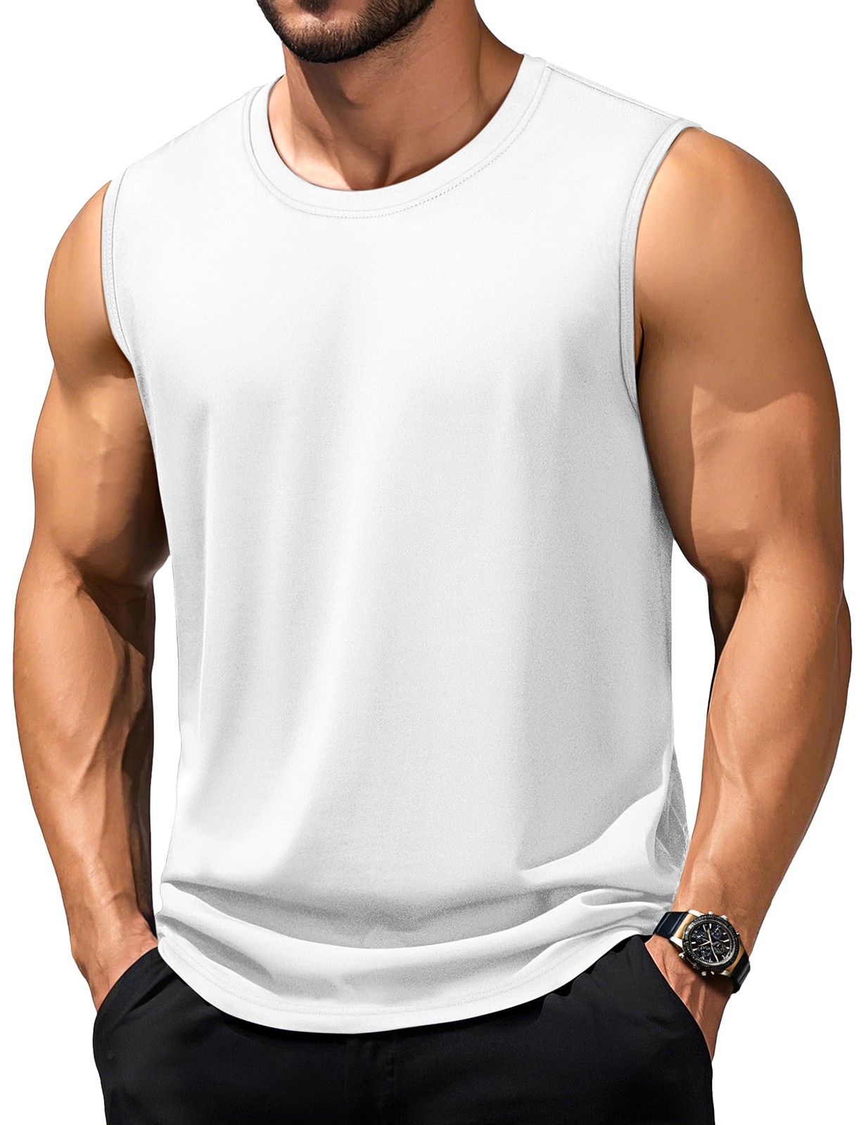 Men’s Tank Tops Cotton Sleeveless Shirts Muscle Gym Workout Causal Summer Shirt