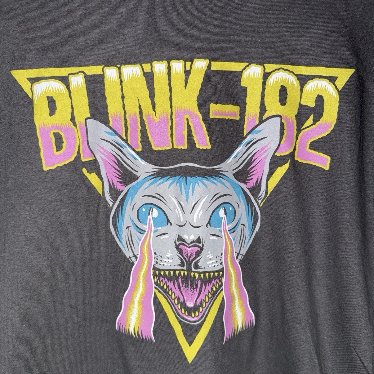 Blink 182 Mens Size Medium M Laser Cat Grey Graphic Print Band Cotton T-Shirt gallery