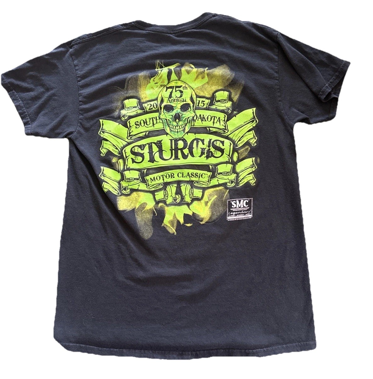 Sturgis T-Shirt Men’s L 75th Black Neon Green 2S Graphics Motorcycle Car Show gallery