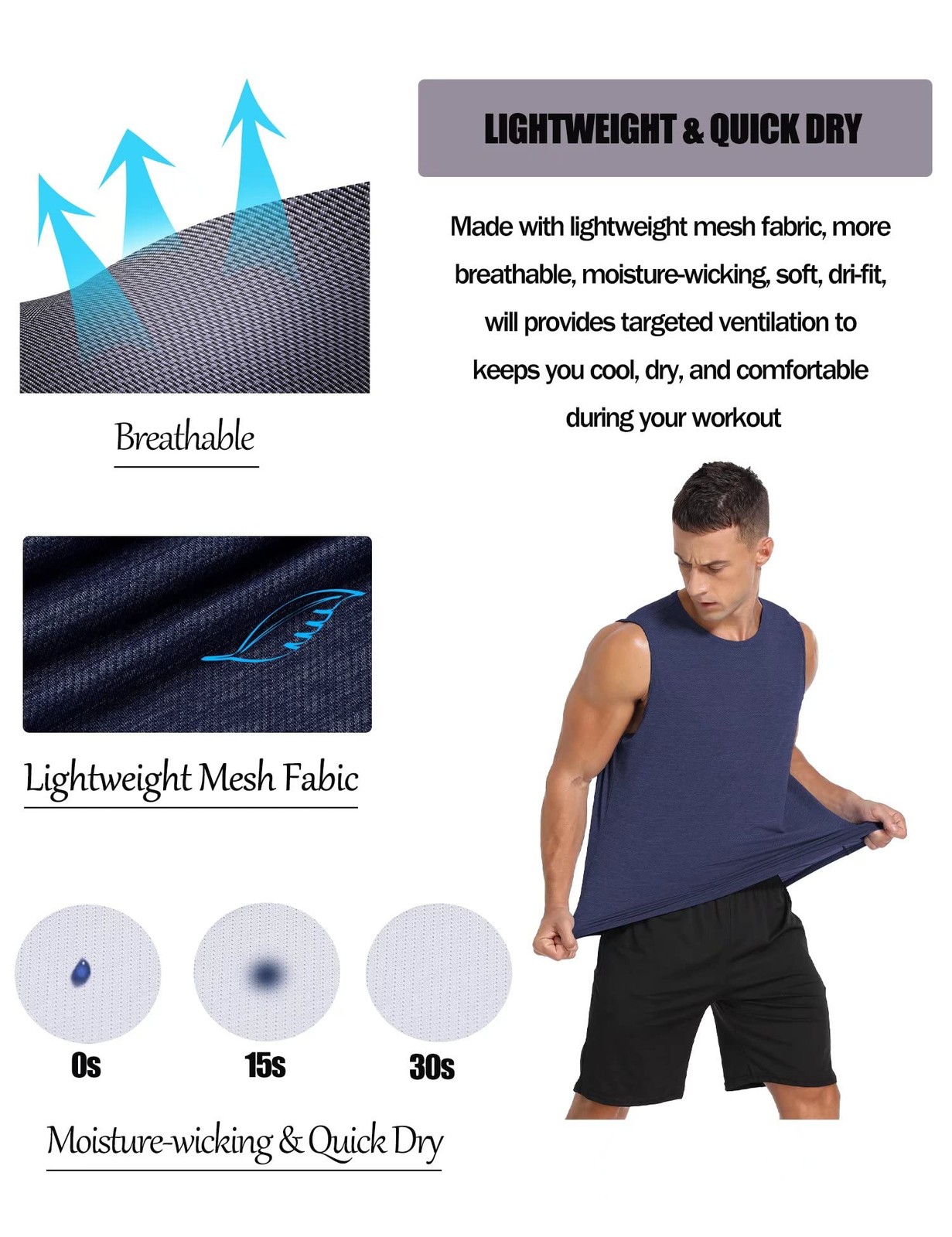 Mens 3 Pack Gym Tank Tops Dry Fit Running Basketball Workout Muscle Tee Strin... gallery