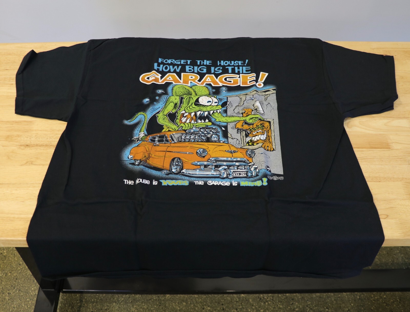 Men's Ed Big Daddy Roth Rat Fink How Big Garage Black Cotton T-Shirt M-3XL RFB8 gallery