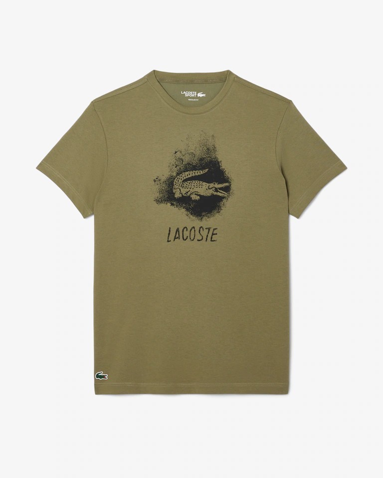 Lacoste Men's Regular Fit Green Ultra Dry Clay Court Graphic T-shirt Size Medium gallery