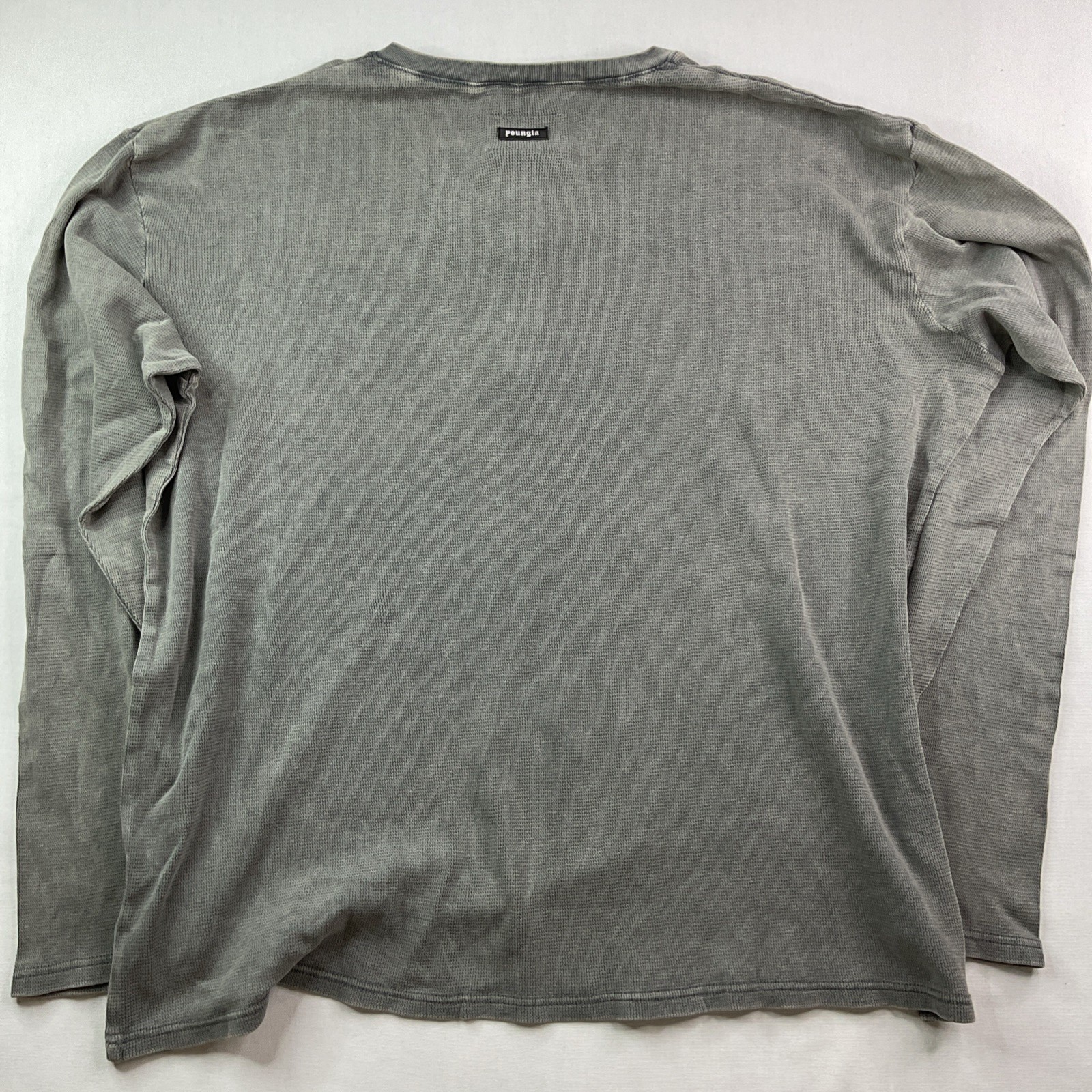 YoungLA Henley Shirt Men Sz 2XL 8034 Thermal Long Sleeve Gray Wash Tee NWT gallery