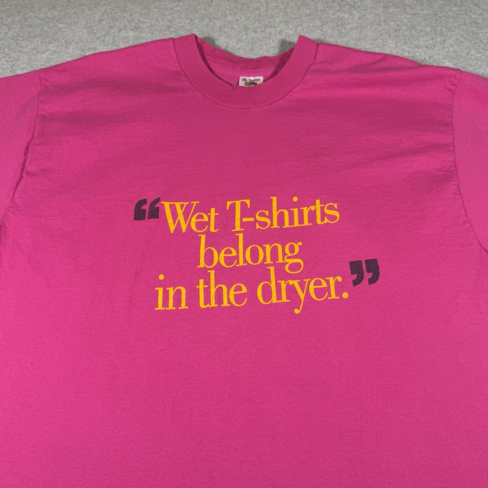 Vintage Fruit of the Loom Shirt Adult Extra Large Pink Made in USA Humor Mens gallery