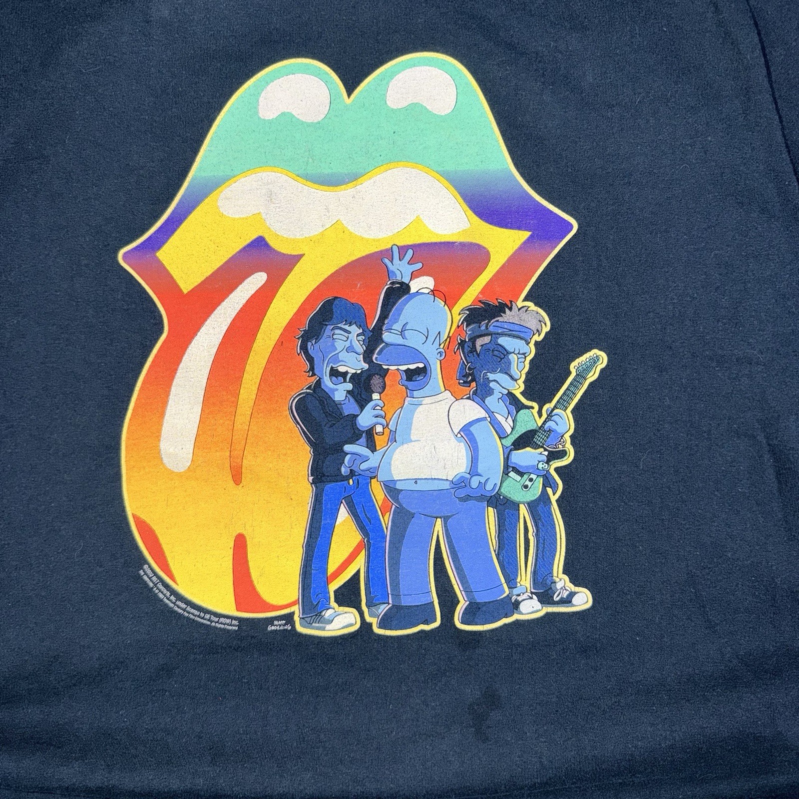 Vintage Y2K Rolling Stones Simpsons Band Tee Shirt 2002 Anvil Black Large USA gallery