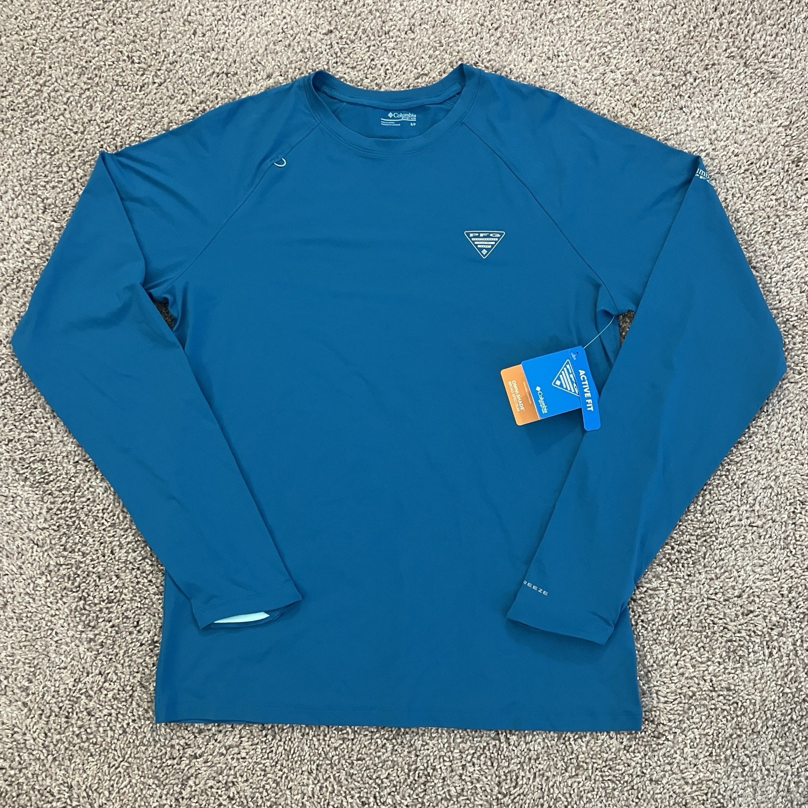 NEW Columbia PFG Shirt Wild Cast Sun Shirt UPF Omni-Shade Blue Mens Size SMALL gallery