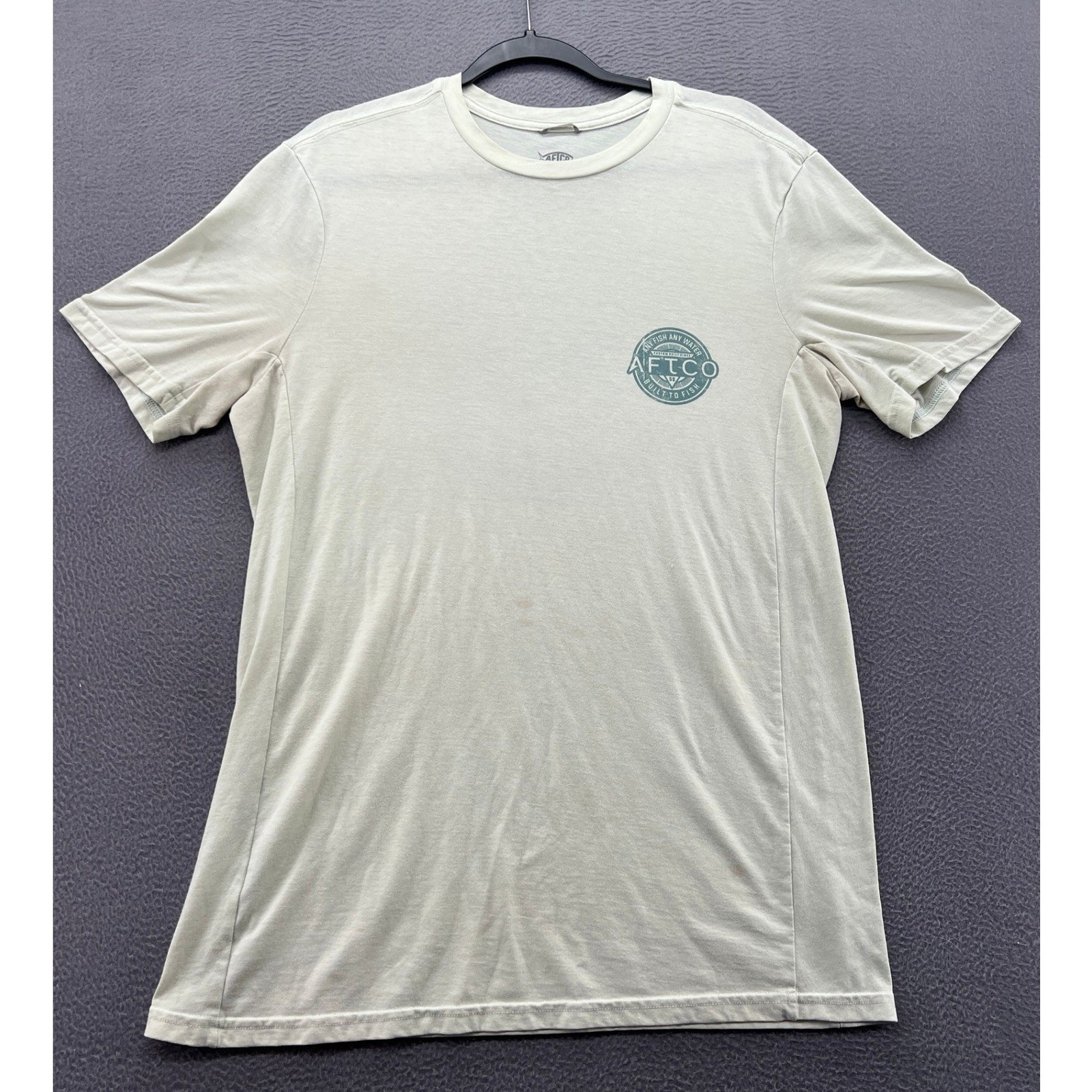 AFTCO Shirt Mens Graphic Medium Tee Green Any Fish Any Water Fishing Short Slv gallery