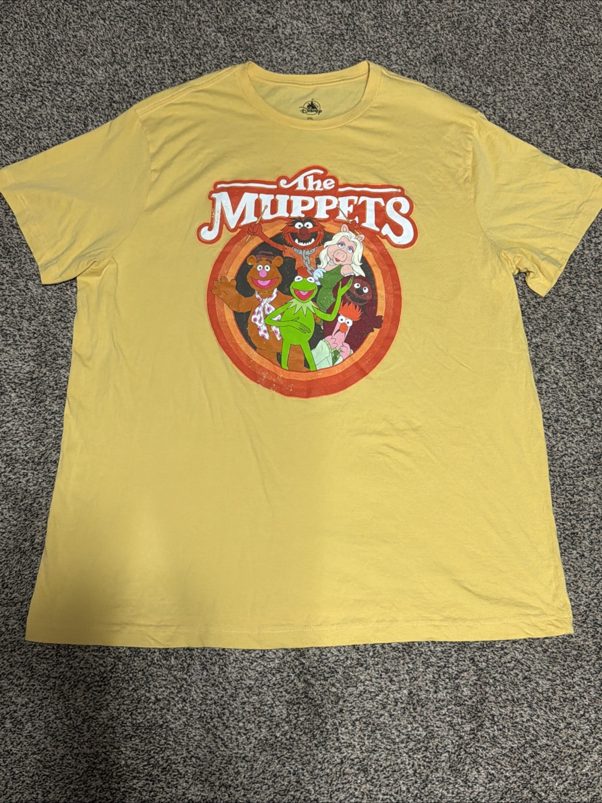 Disney Shirt Adult 2XLarge Yellow The Muppets Kermit The Frog Miss Piggy Parks