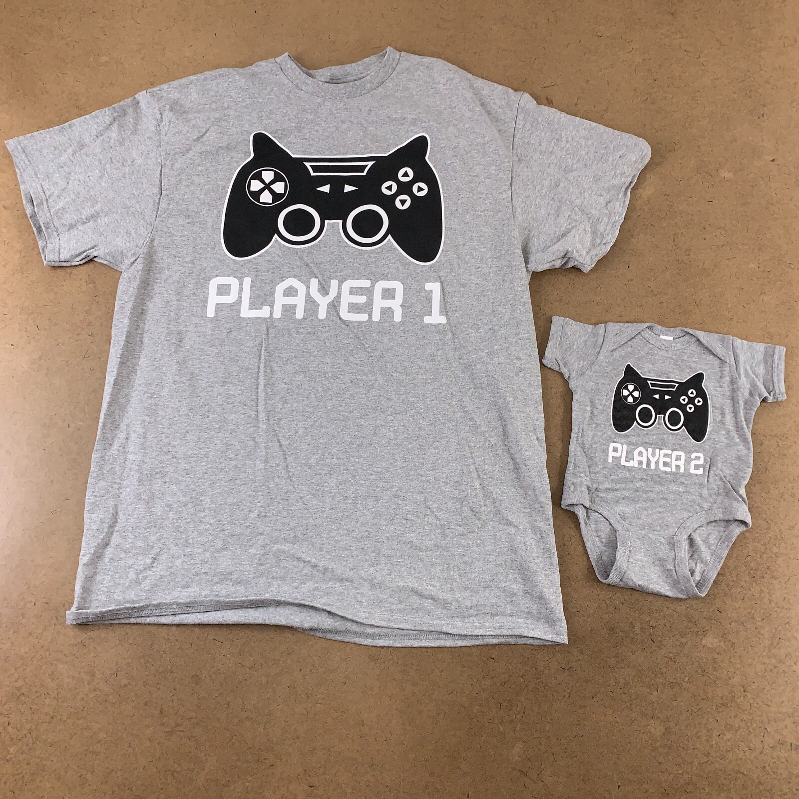 Adult Large & Newborn Gaming Player One Player Two T-Shirt & Bodysuit Set New gallery