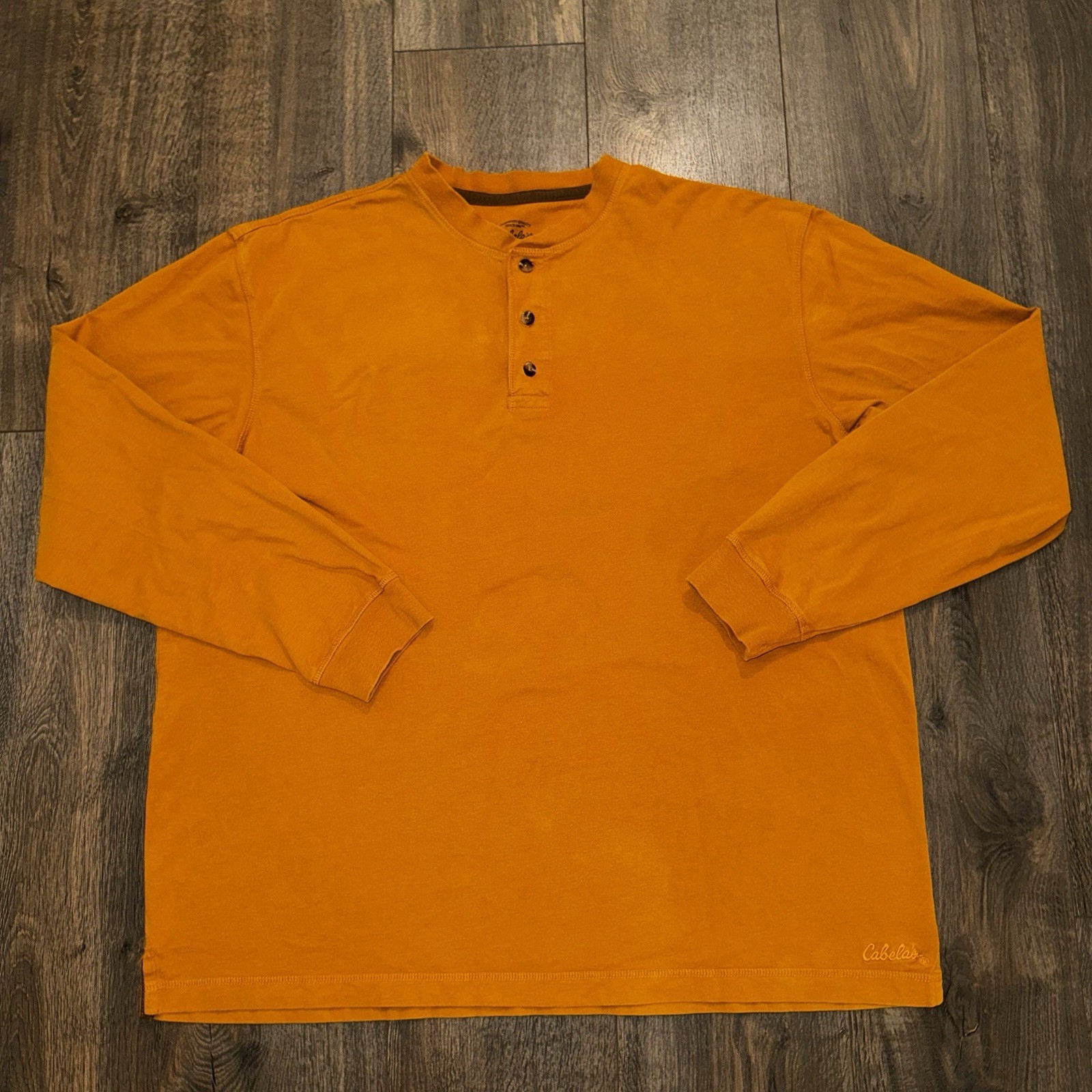 Cabela's Shirt Henley Long Sleeve Mens XL Burnt Orange Outdoors Camping Hunting gallery