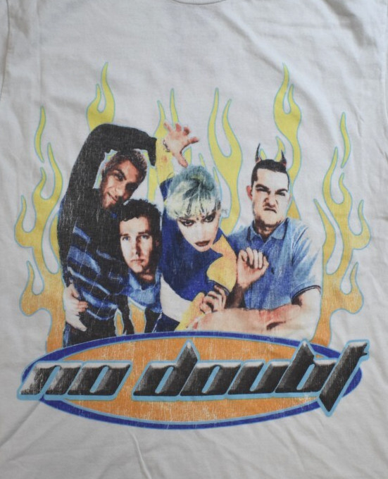 No Doubt Mens Summer 2000 Distressed Graphic (2024 Print) White Shirt New Small gallery