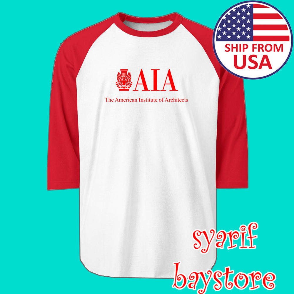 AIA American Institute Of Architects Men's Raglan White Red Size S to 2XL gallery