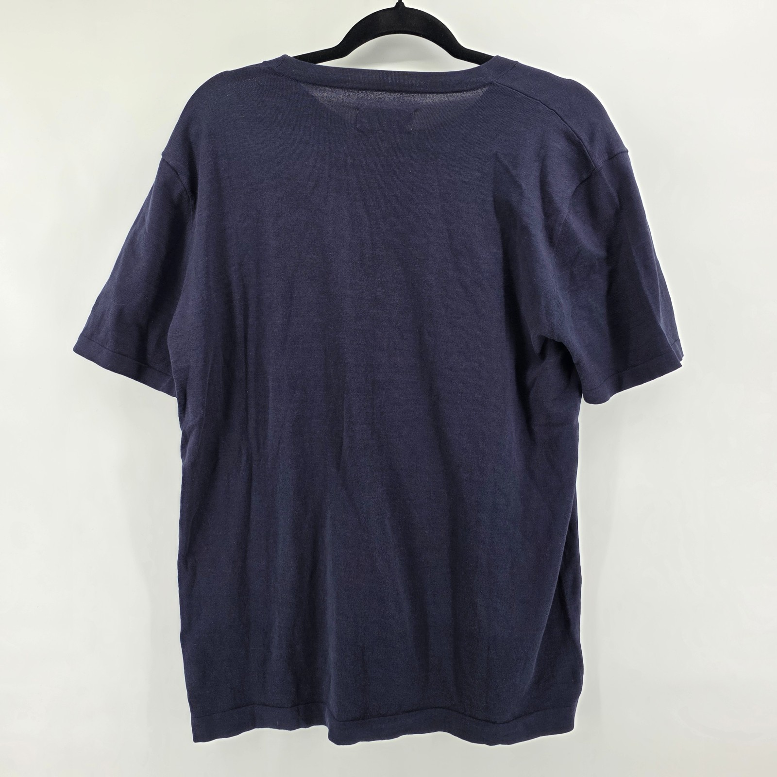 Collars & Co Cotton Silk T-Shirt Men's Large Navy Blue Luxury Touch Minimalist gallery