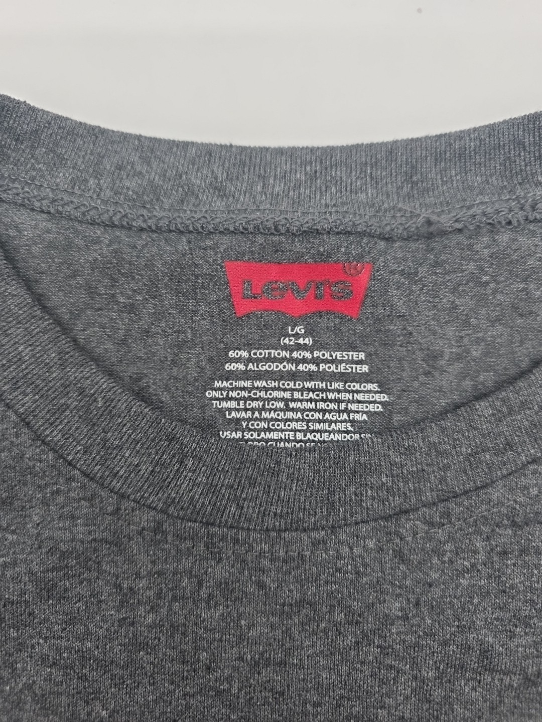 Levis T-Shirt Mens Large Gray Solid Cotton Blend Tee.#45428 gallery
