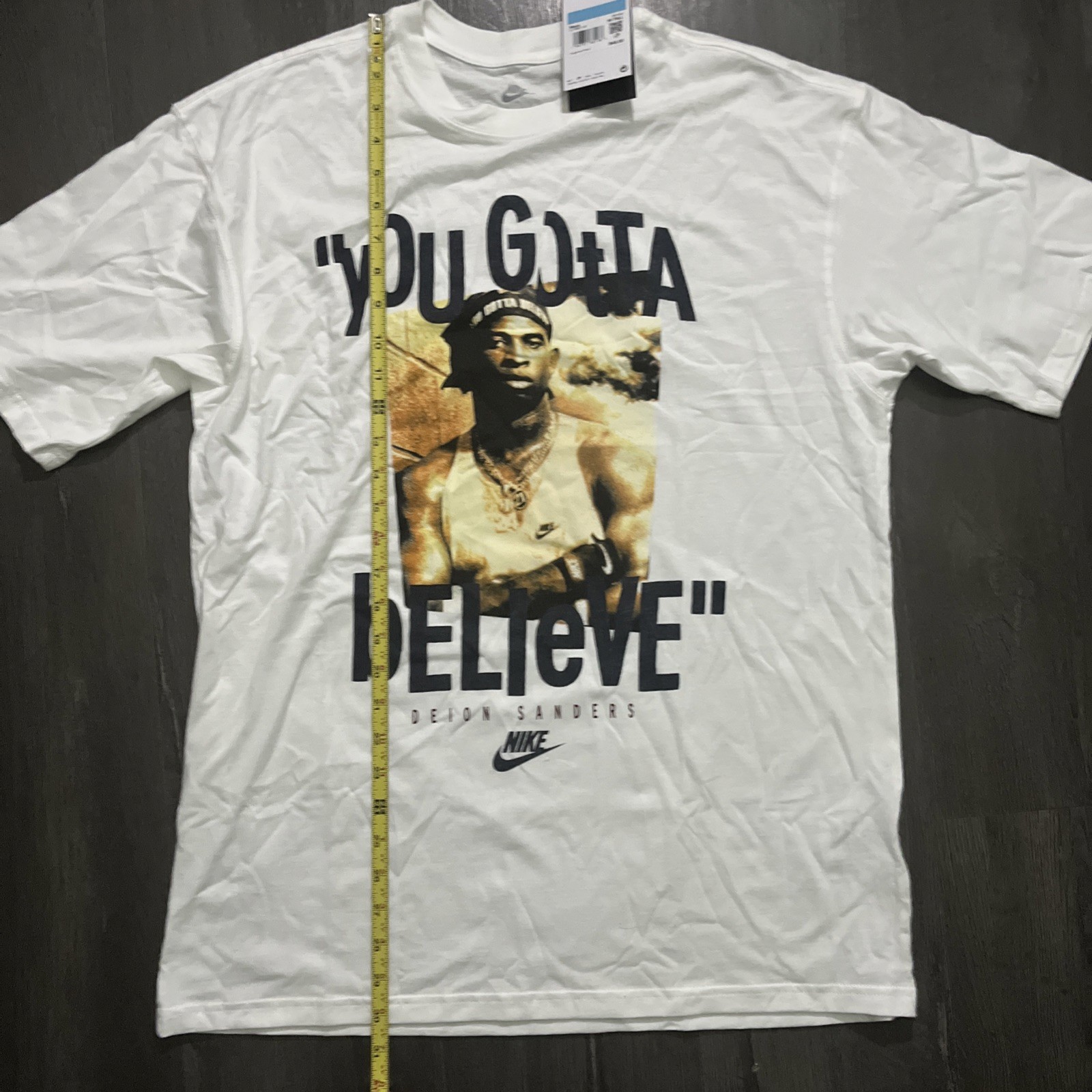 Nike Mens Medium TALL Deion Sanders You Gotta Believe White Graphic Shirt NEW gallery