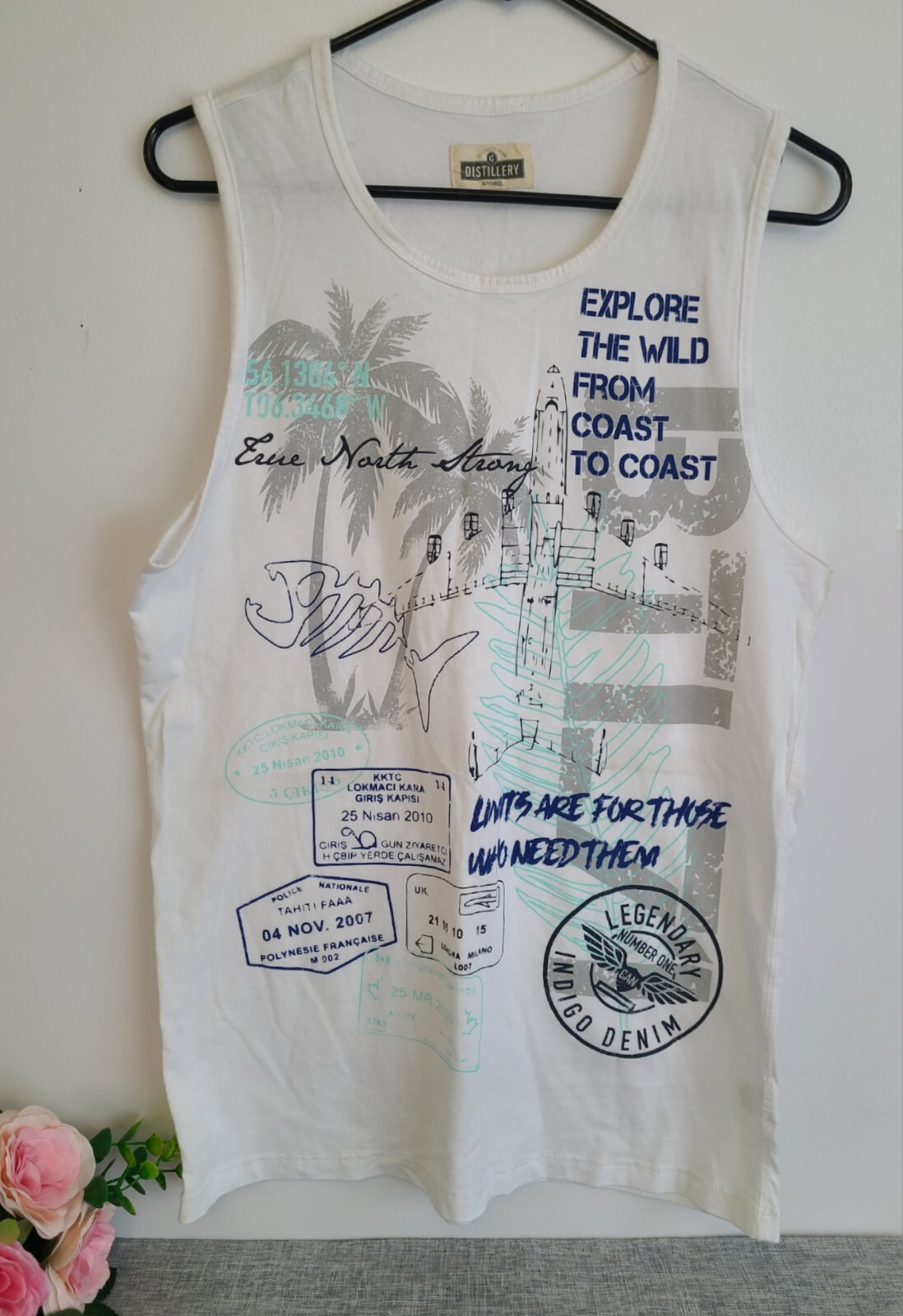 Second To None Distillery Summer Men Tank Top, White, Size S gallery