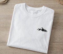 Handmade T-Shirt – Mountain Logo Embroidered – 100% Cotton – Unisex