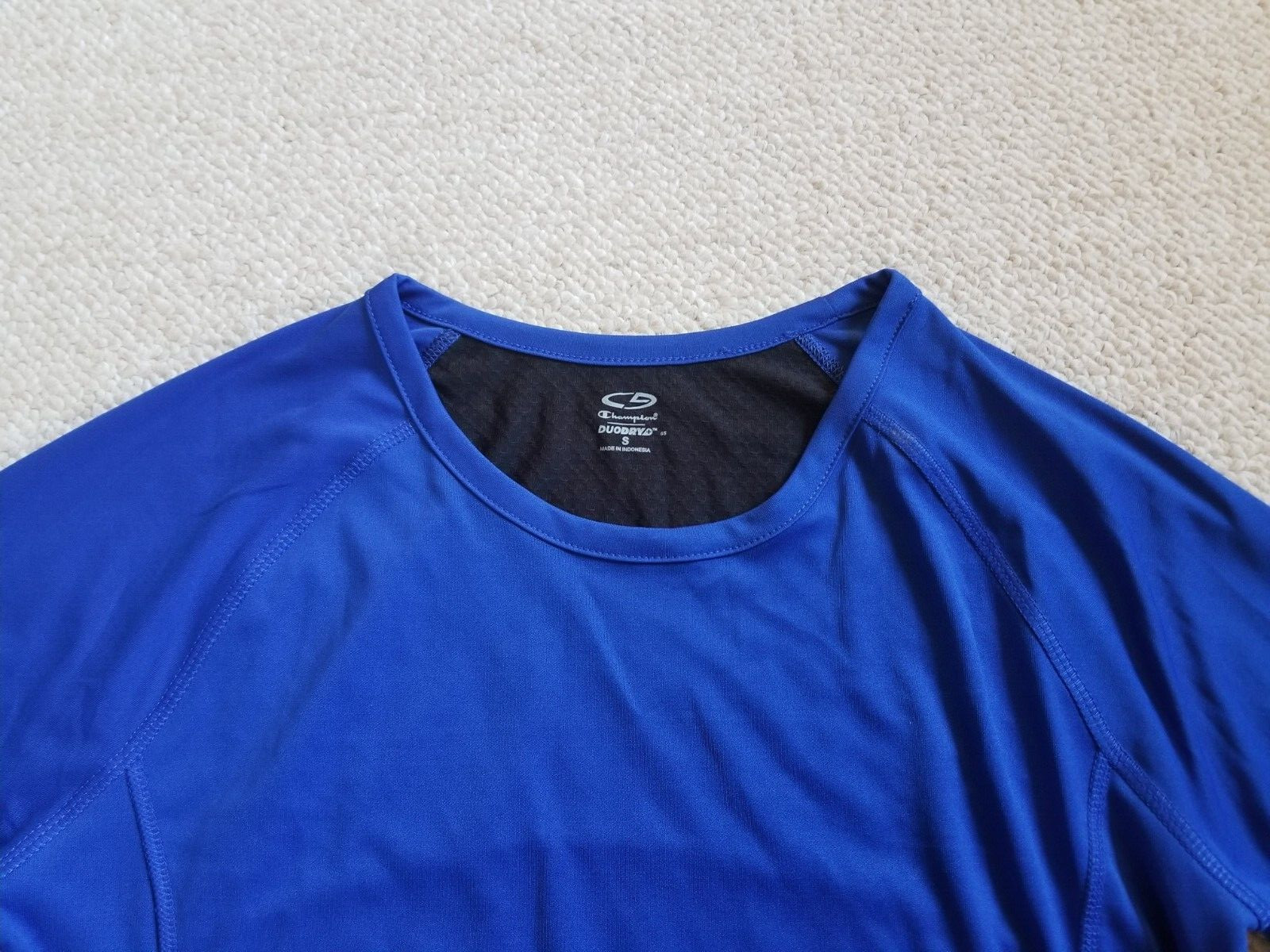 NWT Mens Shirt-CHAMPION-blue knit "duo-dry; semi-fitted" long sleeves-S gallery