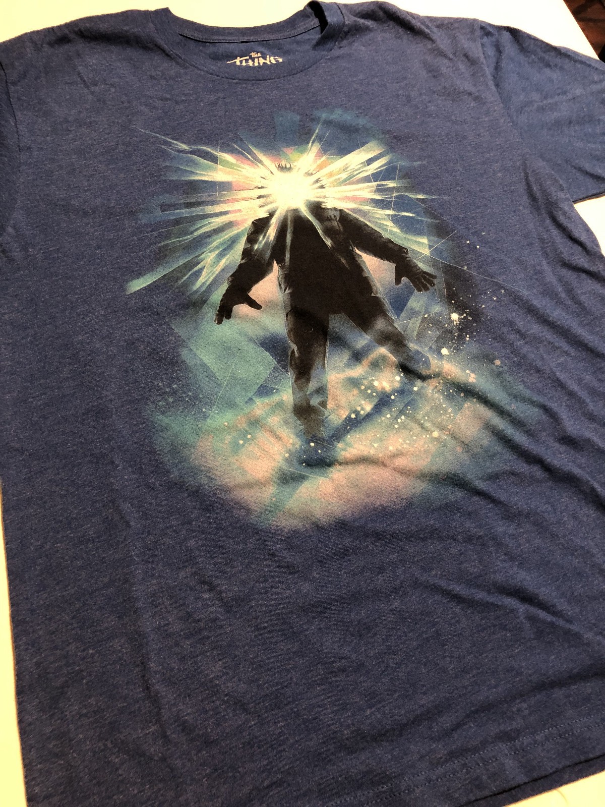 The Thing Drew Struzan graphic art size LG blue tshirt Fright Rags scifi horror gallery