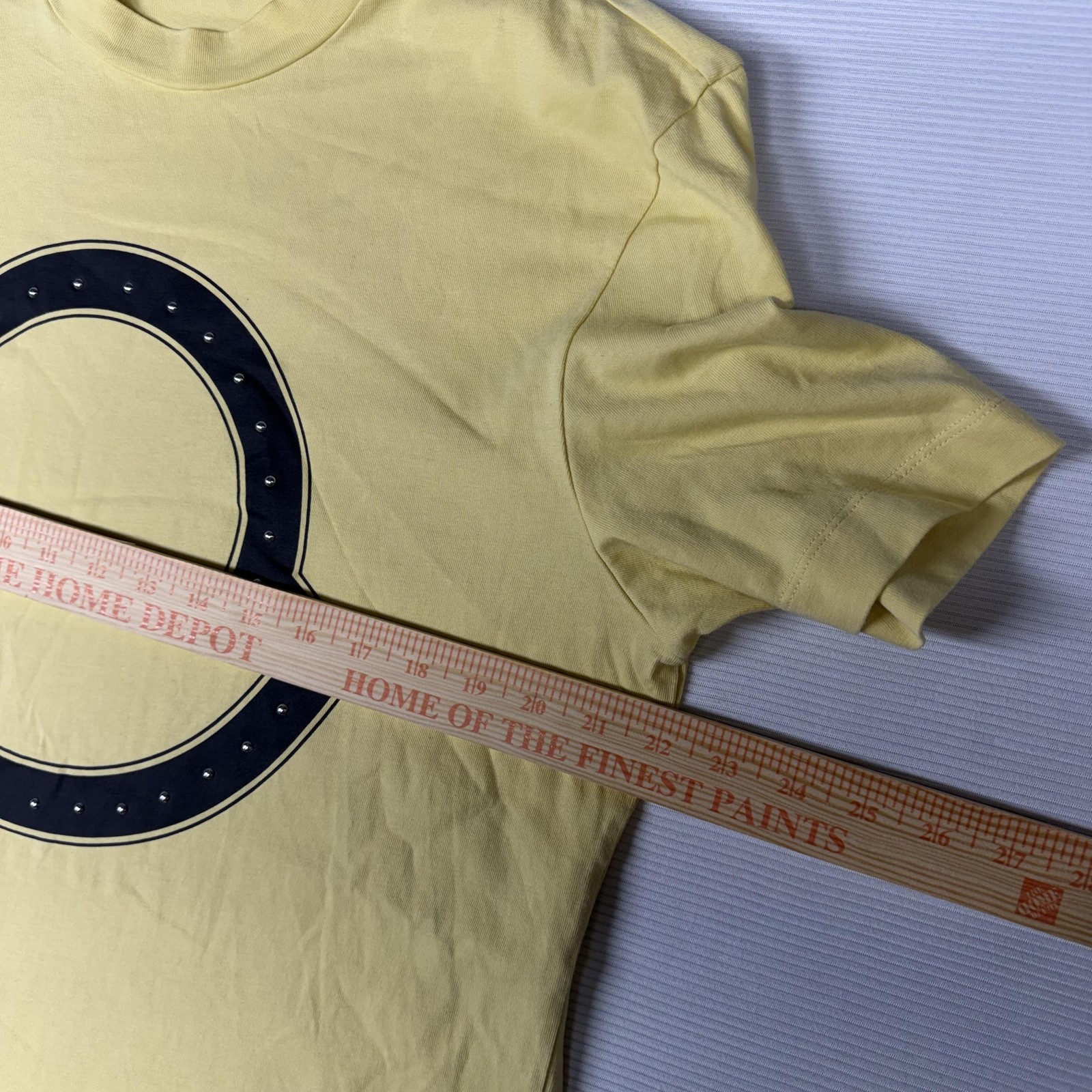 Moncler Shirt Mens Medium Yellow Big Logo Stud Graphic Tee Designer Streetwear gallery