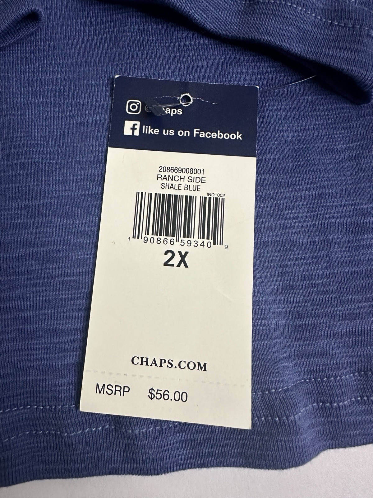 Chaps Denim Men's Long Sleeve Henley T-Shirt - Solid Blue 2X Big & Tall gallery