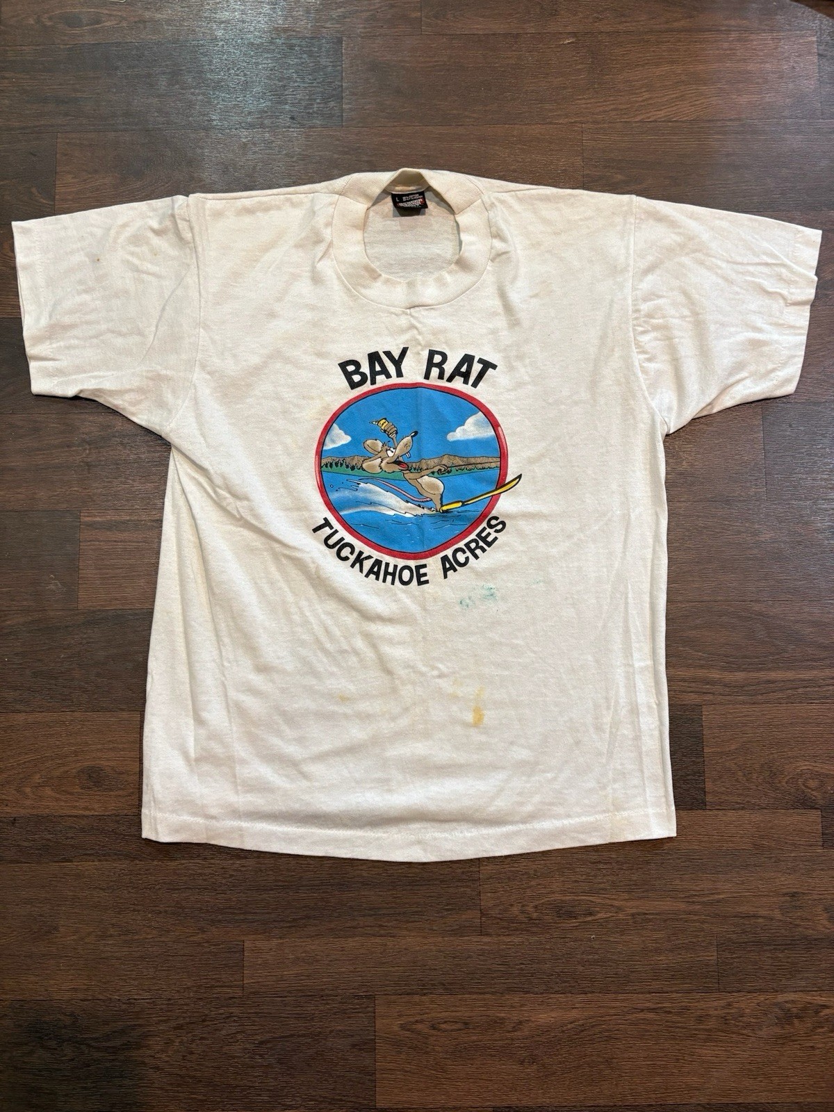 Vintage 80s Bay Rat Tuckahoe Acres Screen Stars Best T Shirt Large USA Waterski gallery