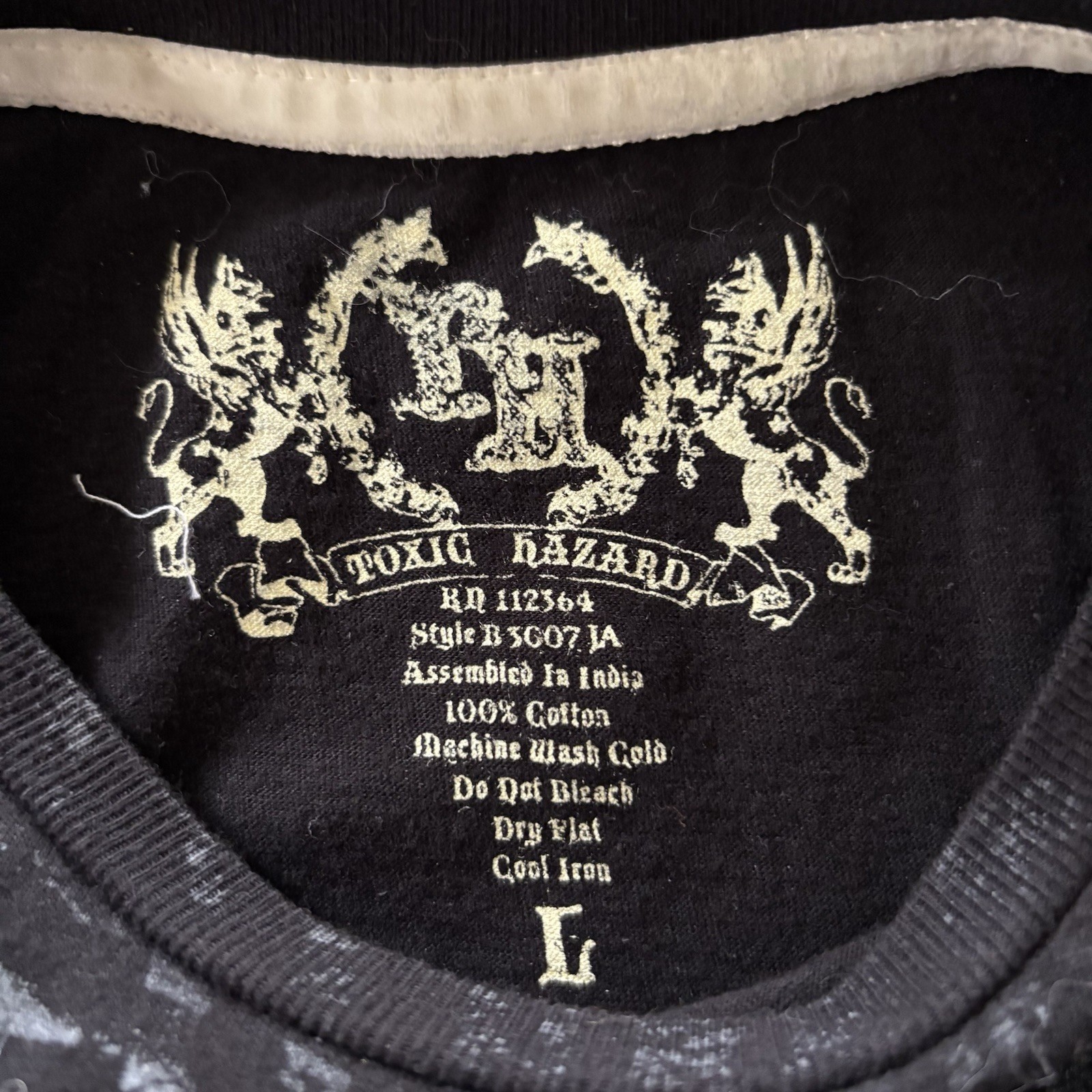 Toxic Hazard Y2K Cyber Skull Mall Goth Tee Black Men's Glitch ASCII Op Art- L gallery