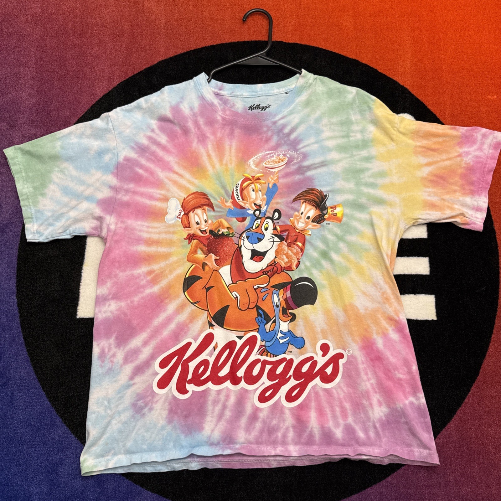 Men's XL Kelloggs Cereal Screen Printed Tie Dye Vintage Graphic T Shirt Retro gallery