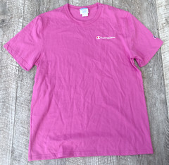 CHAMPION PINK SMALL SCRIPT APPLIQUE EMBROIDERED LOGO T-SHIRT SHIRT LARGE PACSUN